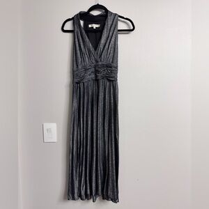 Evan Picone Metallic Silver Maxi Dress